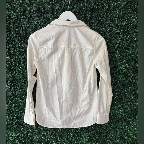 Like-new J. Crew White Half Button Shirt with Multicolor Speckles - Picture 8 of 8